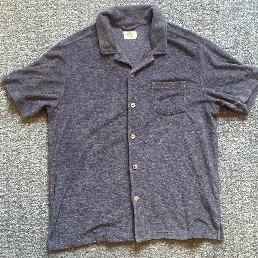 Marine Layer Terry Cloth Button Down Polo M/L Medium/Large - Excellent